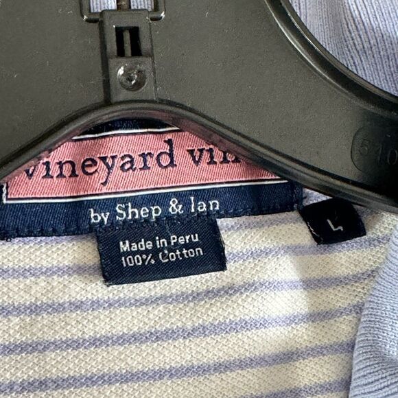 Vineyard vines by shep & lan Polo Mens size large striped Cotton Golf Rugby - Picture 5 of 11